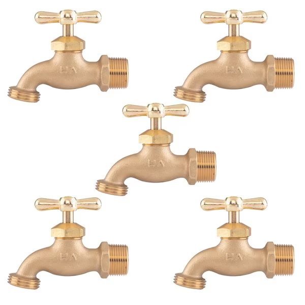 3/4 in. Heavy Duty Brass MIP x MHT Hose Bibb, 5PK, Hausen, Mfr#: HA-HB106-5